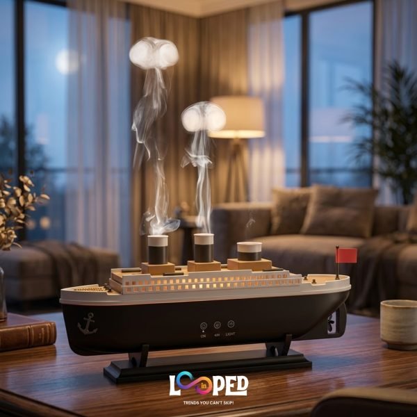 Titanic Ship Shaped Aroma Diffuser with Jellyfish Mist and 7 Color Lights