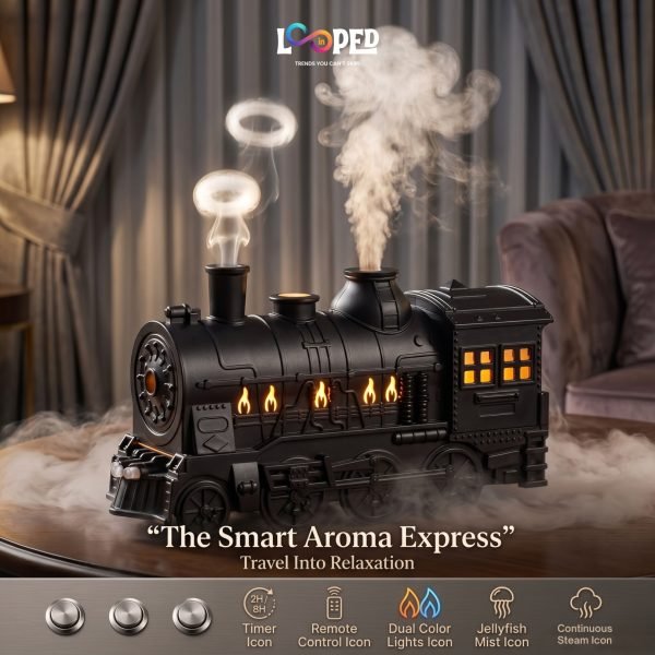 Train Shape Aromatherapy Diffuser, 300ML Essential Oil Diffuser with Remote Control