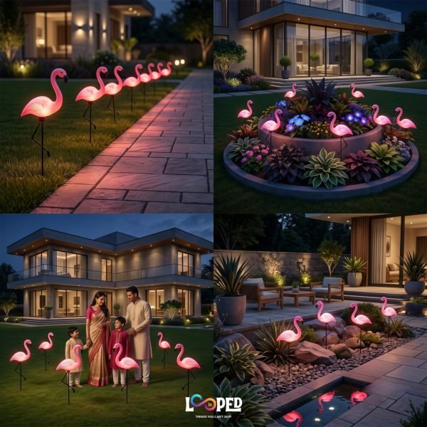 Solar Flamingo Garden Light, Stainless Steel LED Outdoor Landscape Decoration, 600mAh Rechargeable Battery, IP65 Waterproof, Automatic Solar Garden Stake Light