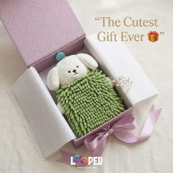 Cute Teddy Bear Hanging Hand Towel, Soft Absorbent Chenille Kitchen Bathroom Towel