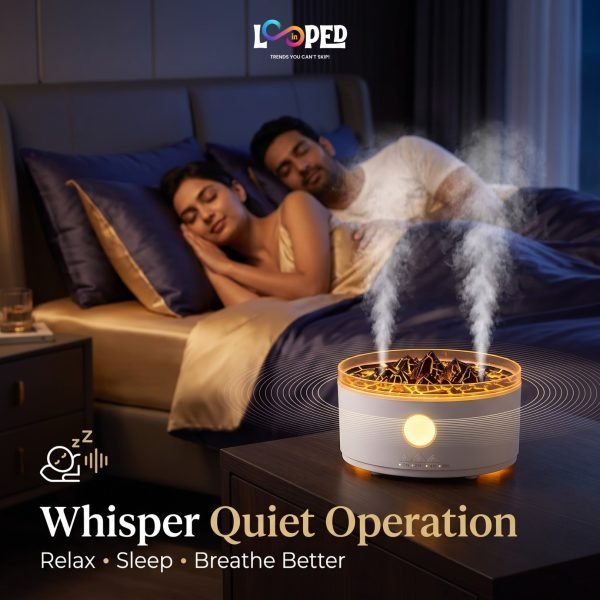 Mountain Volcano Aroma Diffuser with Waterfall Mist, LED Mood Light, Ultrasonic Essential Oil Humidifier for Bedroom, Living Room & Office