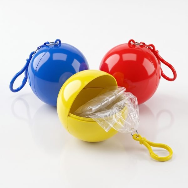 (Pack of 3) Portable Disposable Raincoat in Waterproof Ball Case, Compact Emergency Rain Poncho for Travel, Hiking & Outdoor Activities