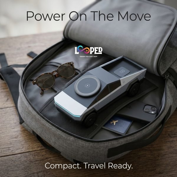 3 in 1 Cybertruck Wireless Charging Station with Fast Wireless Charger, Night Lamp & Phone Stand for iPhone, Samsung & AirPods