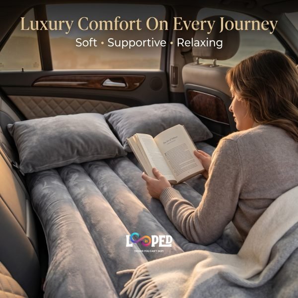 Universal Car Inflatable Air Bed Mattress with Electric Air Pump, Back Seat Travel Mattress for SUV, Sedan & Camping