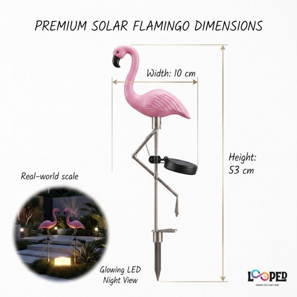 Solar Flamingo Garden Light, Stainless Steel LED Outdoor Landscape Decoration, 600mAh Rechargeable Battery, IP65 Waterproof, Automatic Solar Garden Stake Light
