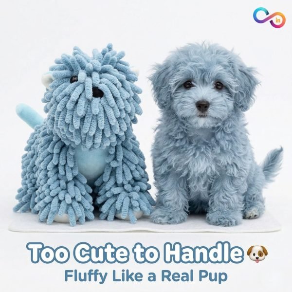 Cute Cartoon Puppy Hanging Hand Towel, Super Soft Chenille Kitchen Bathroom Hand Drying Towel