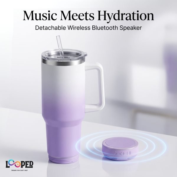 Stainless Steel Insulated Tumbler with Detachable Bluetooth Speaker, Vacuum Travel Mug for Coffee, Tea & Outdoor Use
