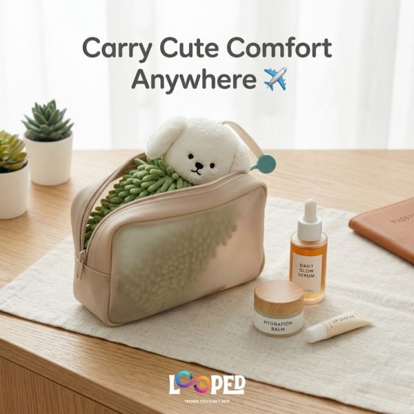Cute Teddy Bear Hanging Hand Towel, Soft Absorbent Chenille Kitchen Bathroom Towel