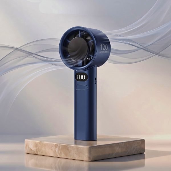 High Speed Turbo Mini Fan, 100-Speed Rechargeable Handheld Fan with Digital Display & Brushless Motor