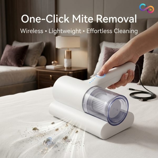 Portable Wireless Mattress Vacuum Cleaner with UV Sterilization, Powerful Suction, HEPA Filter for Bed, Sofa, Pillow & Upholstery