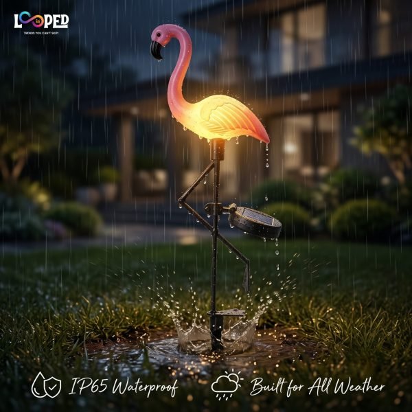 Solar Flamingo Garden Light, Stainless Steel LED Outdoor Landscape Decoration, 600mAh Rechargeable Battery, IP65 Waterproof, Automatic Solar Garden Stake Light