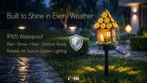 Solar Mushroom Hut Fairy Garden Light Yellow, Resin LED Outdoor Decorative Landscape Light, 600mAh Rechargeable Battery, IP65 Waterproof