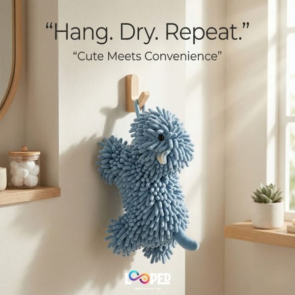 Cute Cartoon Puppy Hanging Hand Towel, Super Soft Chenille Kitchen Bathroom Hand Drying Towel