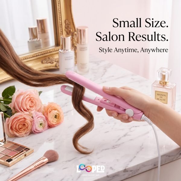 Mini Portable Hair Straightener for Women, Ceramic Plate Travel Hair Straightening Iron with Fast Heating