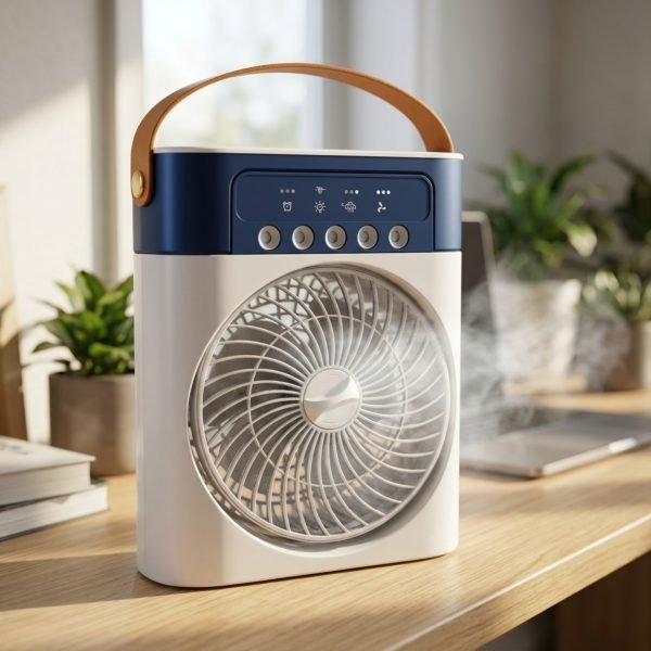 Portable Desktop Air Cooler Fan with Water Tank, USB Rechargeable Mini Air Conditioner, 3 Speed Cooling Fan for Office & Bedroom