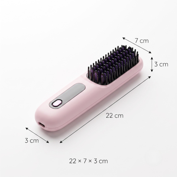 Cordless Hair Straightener Brush for Women, Portable Rechargeable Hair Straightening Comb with 3 Heat Settings, 4000mAh Battery, USB-C Charging, Negative Ion Technology, Compact Travel Hair Styler
